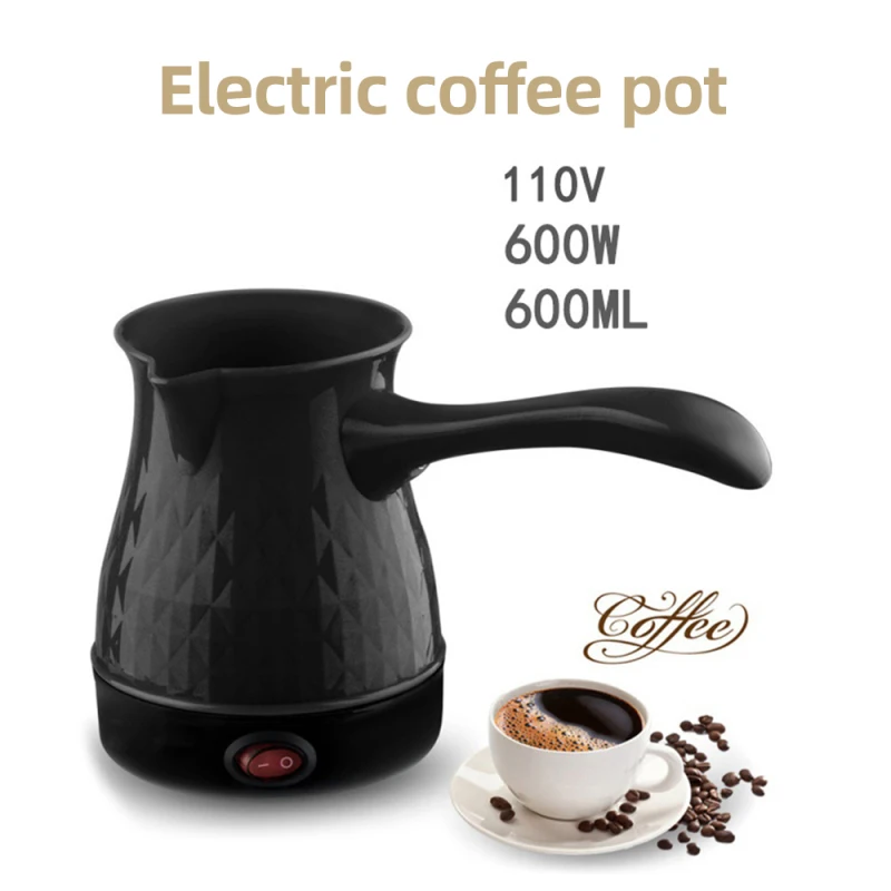 600ml Turkish Coffee Pot Greek Arabic Coffee Maker Portable 600W Stainless Steel Electric Tea Kettle with Anti Scald Handle