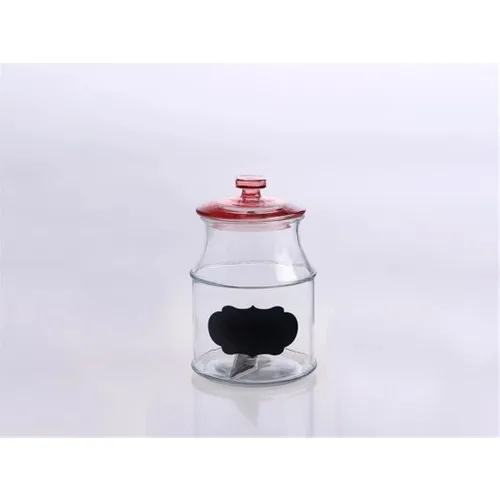 Zücev 12x19 cm. Single Simple Glass Jar With Lid-USE CANISTER 100