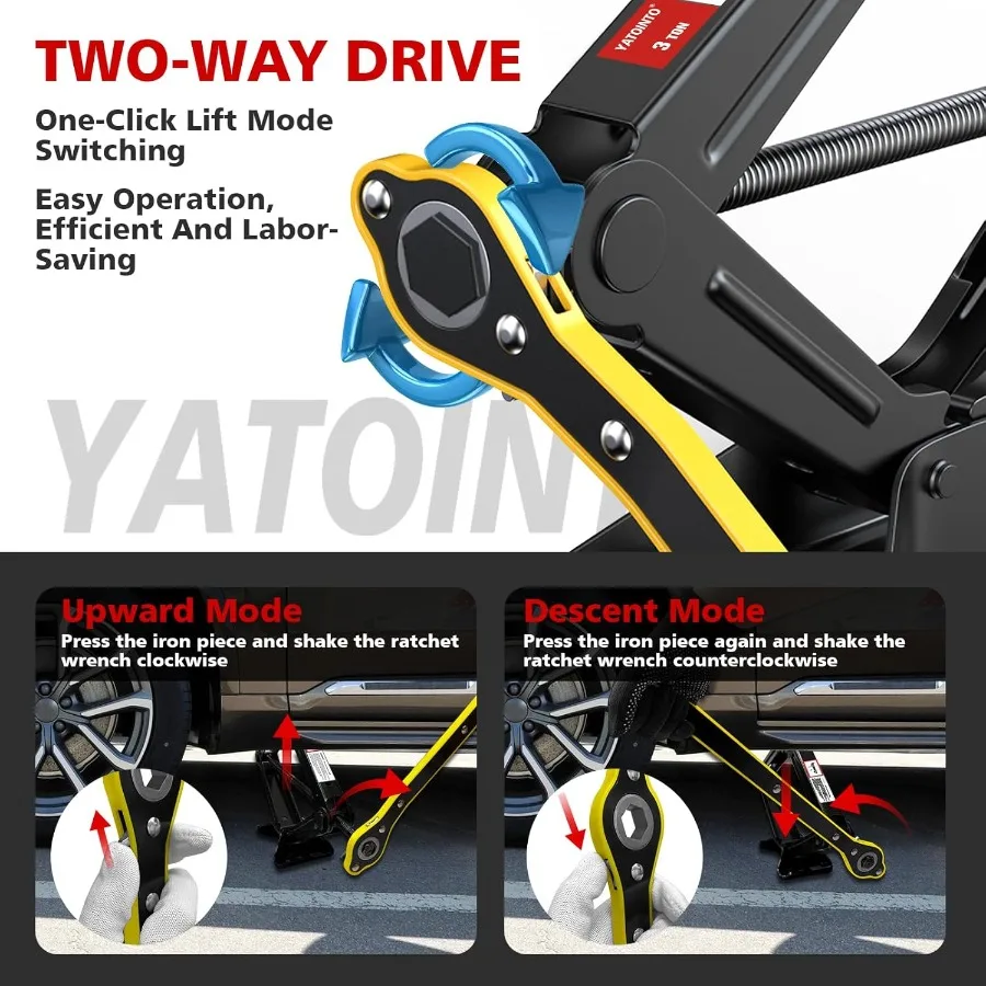 مقبس مقص السيارة المحمول لطراز تسلا Y موديل 3 S X مع سعة 6614 رطل 3 طن يتضمن مقبس مقص أسود مثقاب A #4