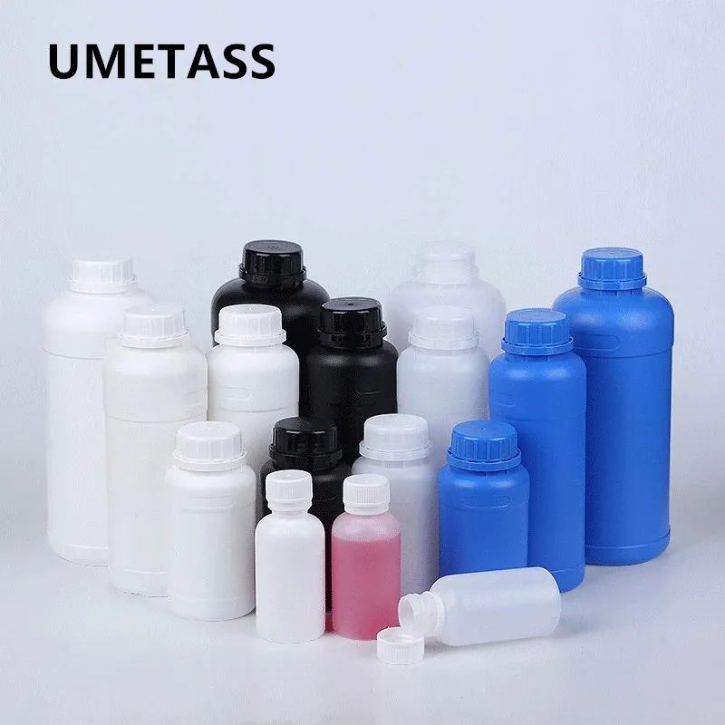 Food Grade empty Round plastic bottle with lid Leakproof chemical liquid refillable bottle HDPE Container 1PCS