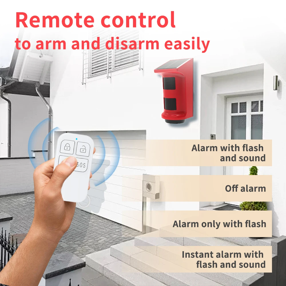 Solar Infrared Alarm Human Body Sensor Anti-theft Alarm Solar Powered Human Body PIR Motion Detector 110dB Waterproof Outdoor