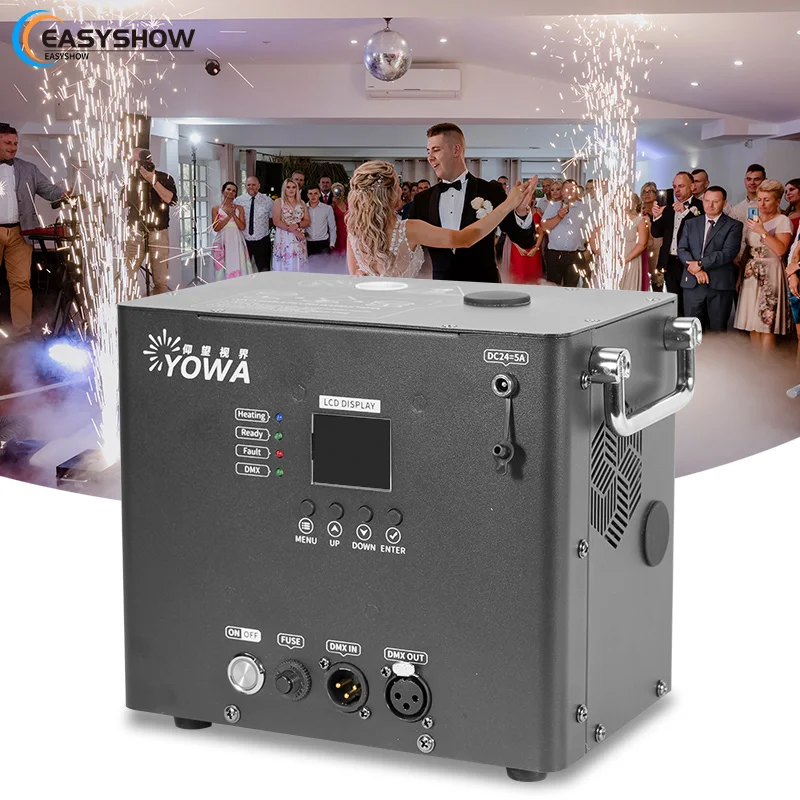 

350W Wireless DMX Battery Cold Spark Machine Remote Control Stage Fountain Sparkler Machine for Wedding Stage