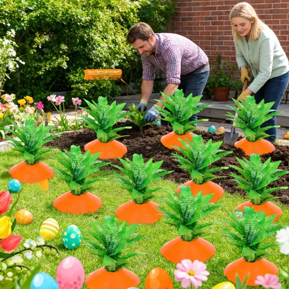 Decorative Creative Easter Carrots Decor Art PET Garden Stakes Colorful Carrots Ground Pile Yard