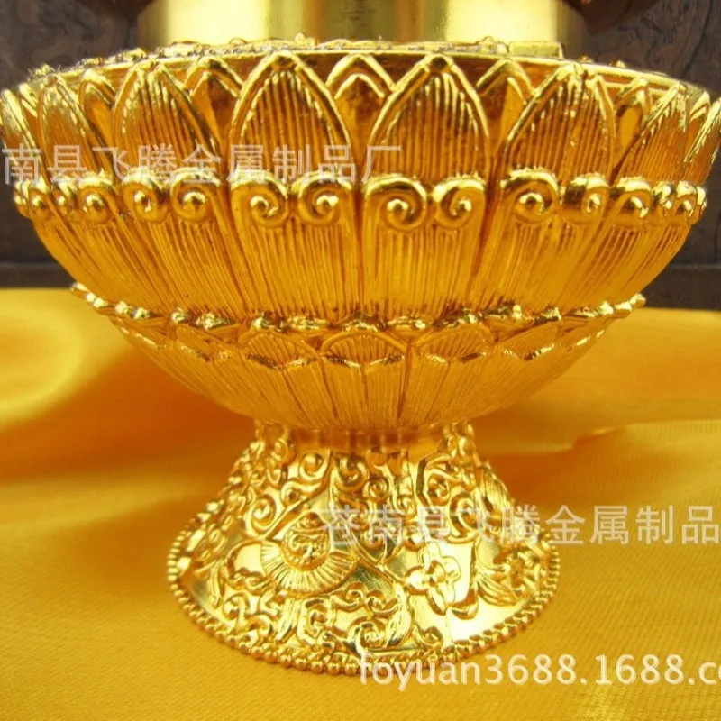 New Eight Auspicious Symbols Gold-Plated Three-Tier Rice Box for Worship and Display