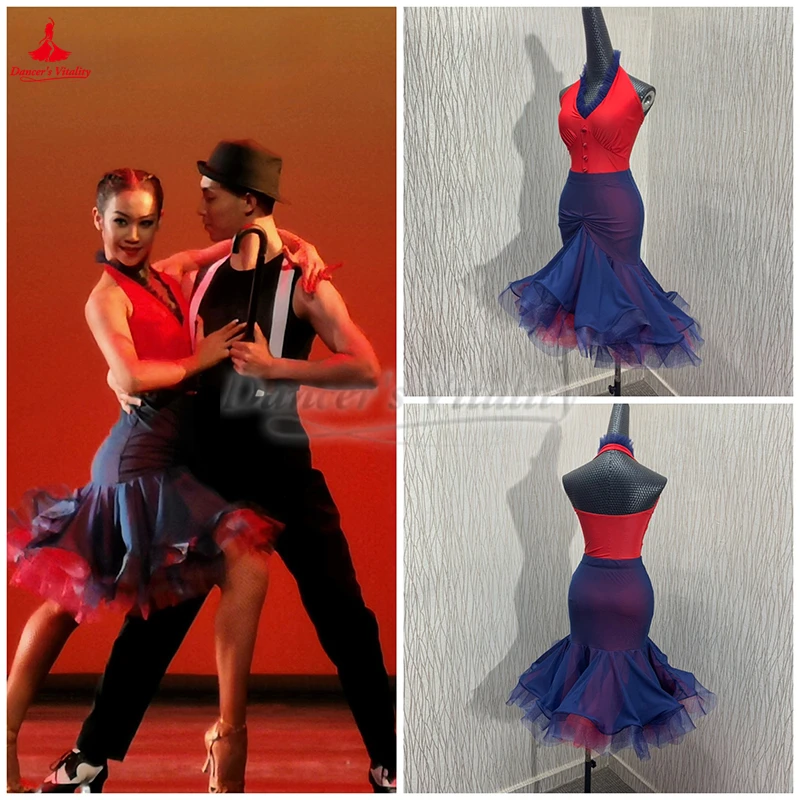 Costume deux pièces pour examen de qualité artistique latine, vêtements d'entraînement pour adultes et enfants, Chacha Samba Rumba Jive, personnalisés