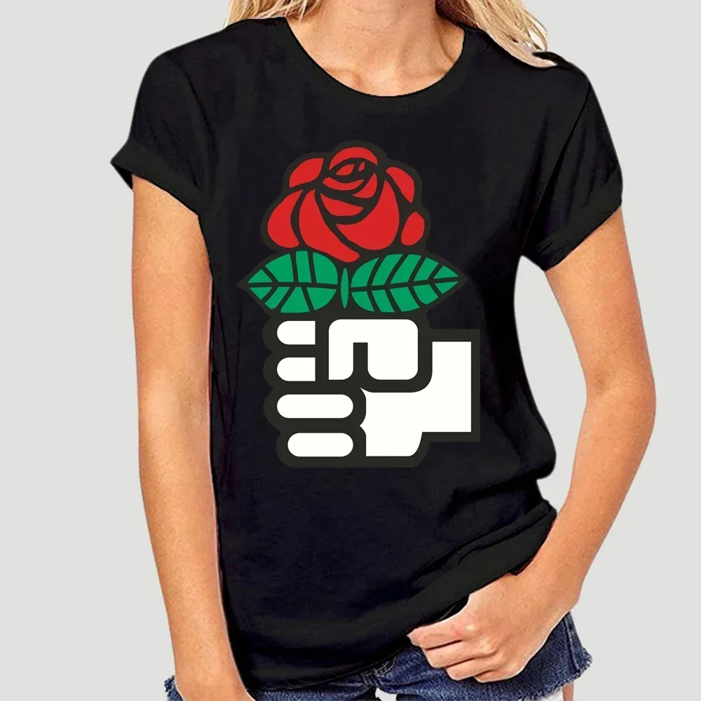 2019 Fashion T Shirt 100% Cotton Democratic Socialism Socialist Rose Fist  Shirt 3242X