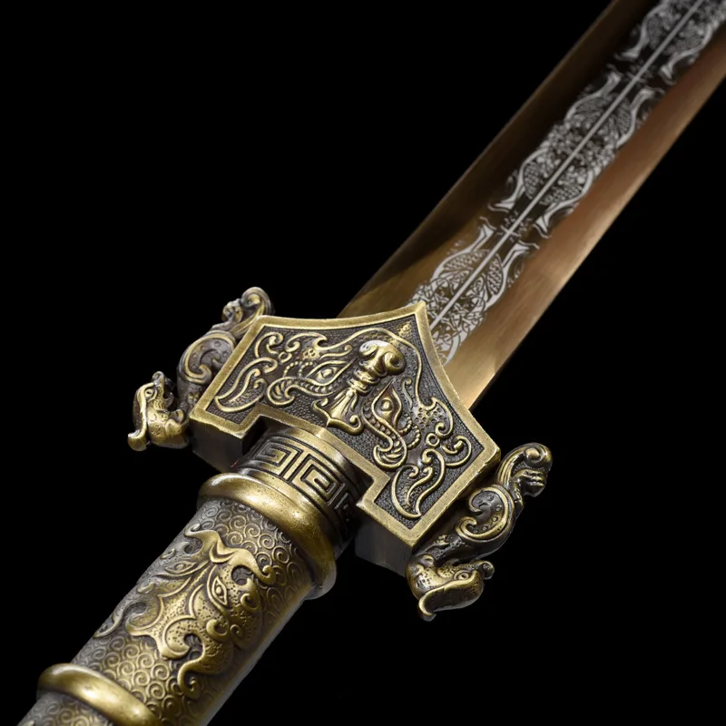 105cm katana Medieval gold battle ready sword Metal True Sword Manganese steel Gladiator Roasted gold pyroxylon Japanese weapon