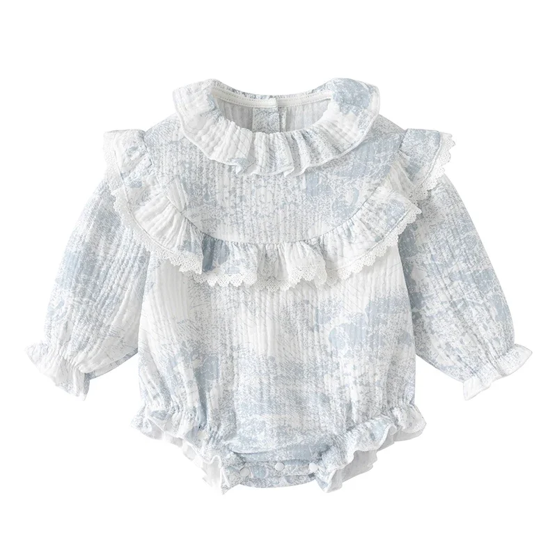 2025 New Autumn Newborn Baby Girls Bodysuits Long Sleeved Cotton Print Infant Baby Girls Jumpsuit 0-24M Children Clothes 2