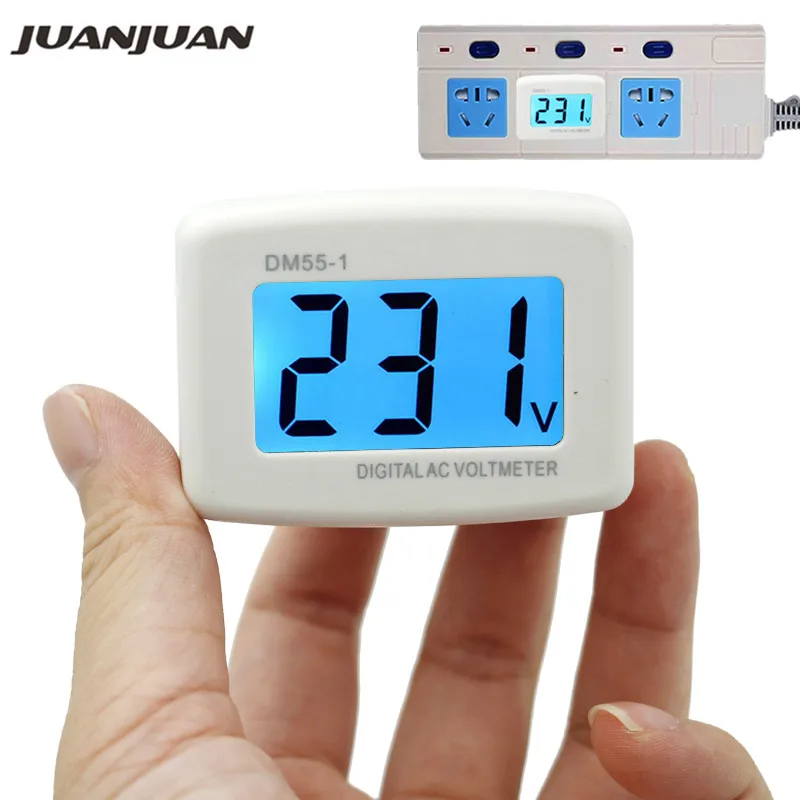 DM55-1 Digital Plug In Voltage Meter EU/US Plug Voltage Tester Wall Flat Voltage Measuring Digital AC 110-220V Voltmete