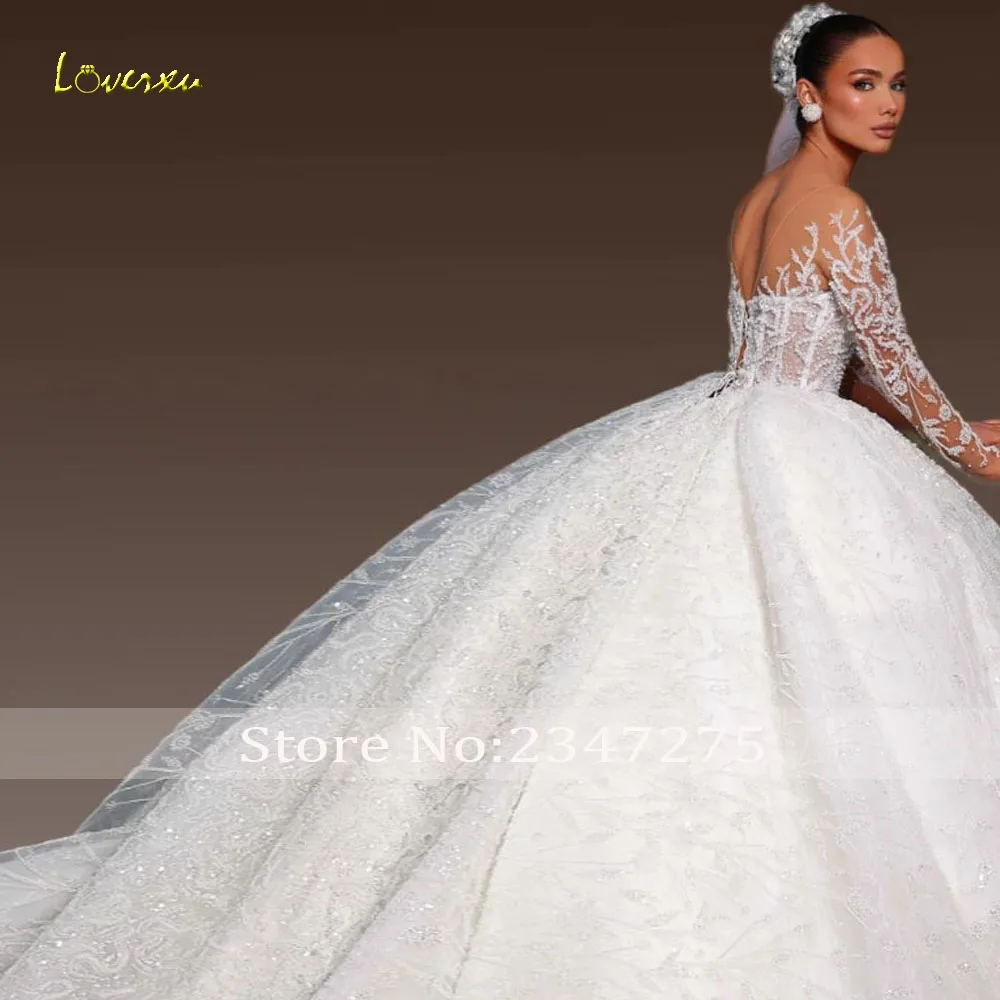 Loverxu Ball Gown Vintage Wedding Dresses O-Neck Long Sleeve Vestido De Novia Lace Embroidery Princess Custom Made Bridal Gowns