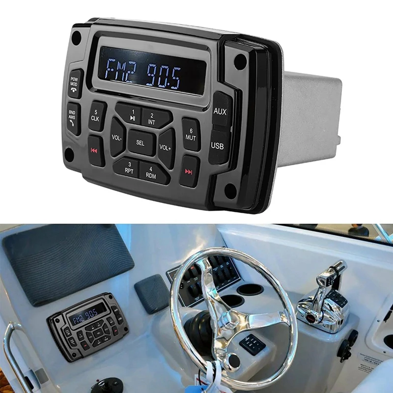 12V Boat Media MP3 Player Marine Stereo Waterproof Bluetooth Audio Radio FM AM Receiver IP66 Waterproof Boat Accessory