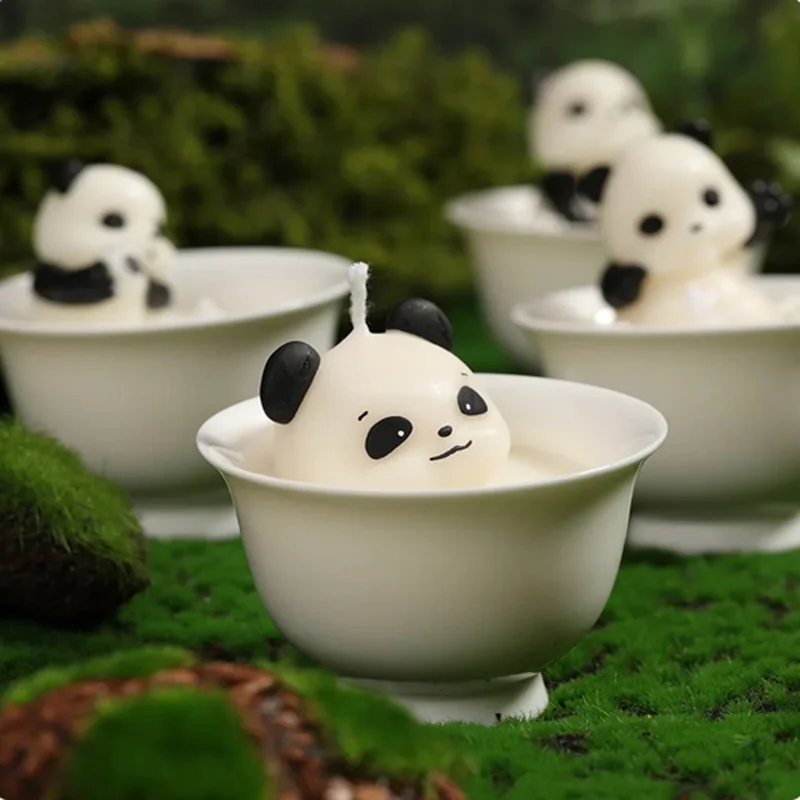 Aromatherapy Candle Cute Tea Bowl Bathing Panda Fresh Fragrance Home Furnishings Fragrance Decorations Hand for Friend Gifts