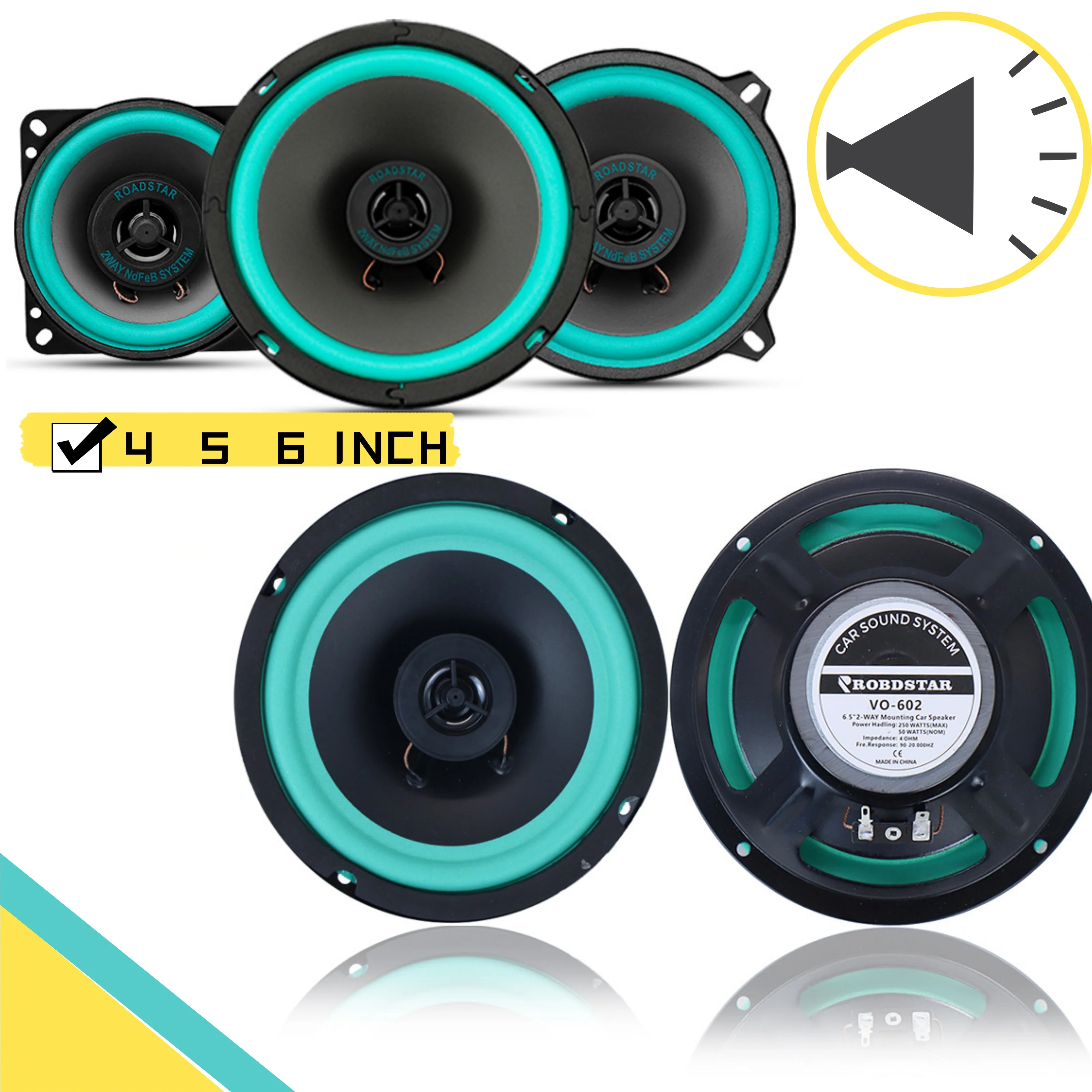 

Universal Car Speakers 4 5 6 Inch Coaxial Subwoofer 100 160W HiFi Automotive Audio Full Range Stereo Music Upgrade for Vehicles