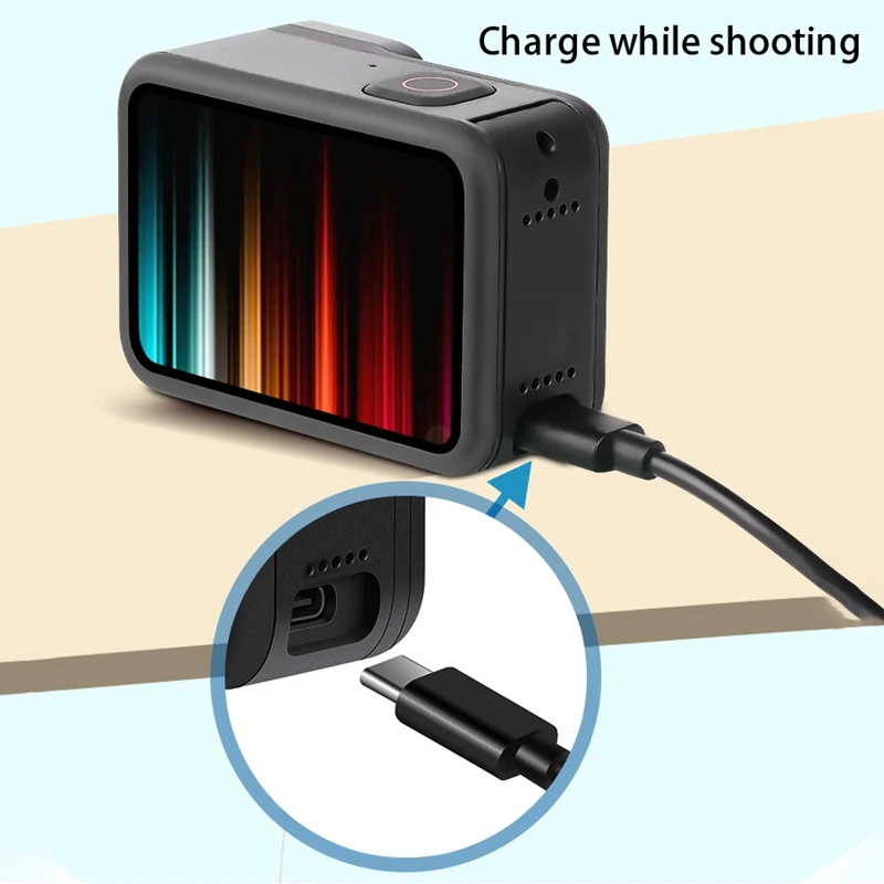 Para gopro9 hero9 câmera recarregável bateria lateral capa buraco capa de carregamento acessórios da câmera capa de resfriamento-WMAN