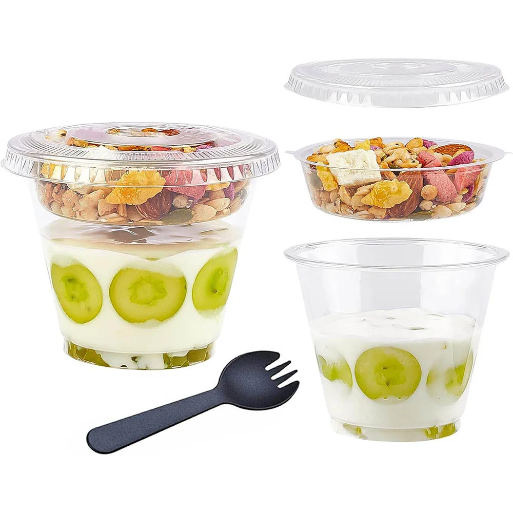 

20pcs 9oz Clear Plastic Yogurt Parfait Cups with Lids Disposable To Go Cereal Cups for Breakfast Snack Fruit, Veggies and Dips