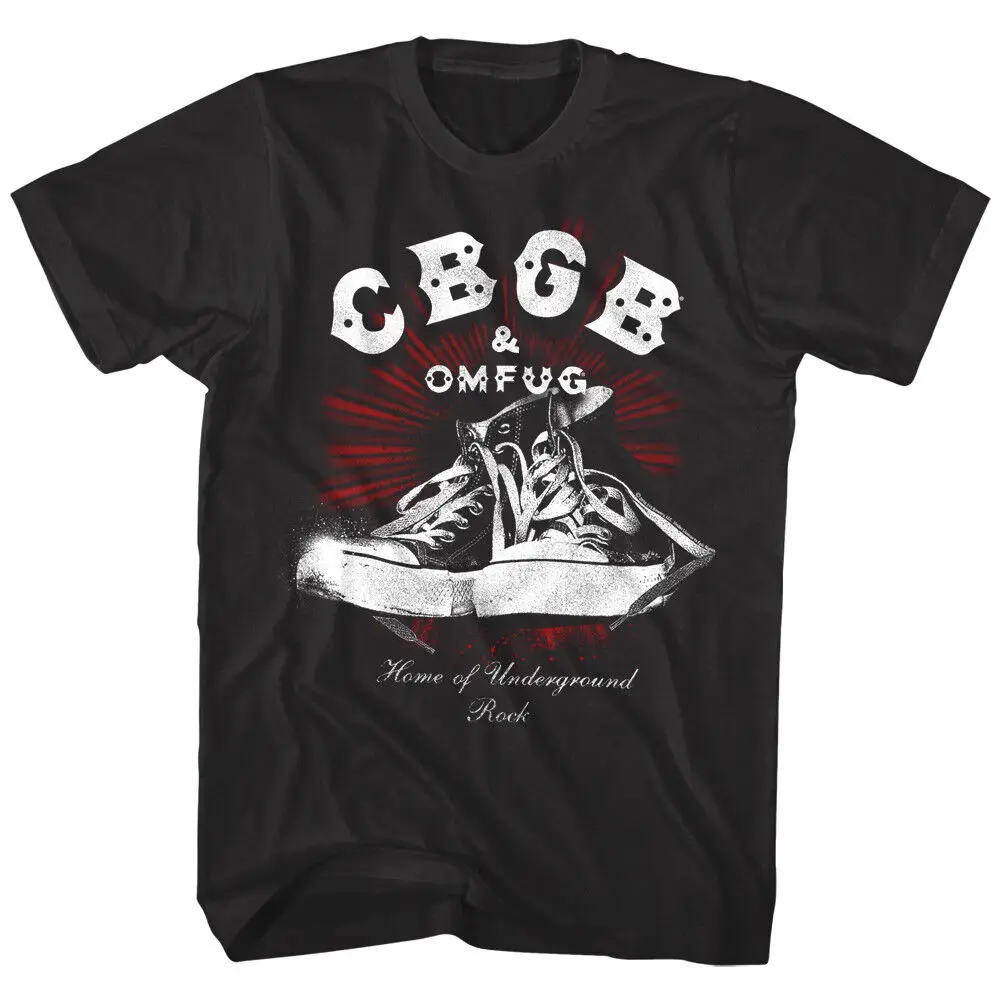 CBGB OMFUG Chuck Taylors Sneakers Mens T Shirt NYC Punk Rock Concert Music Merch