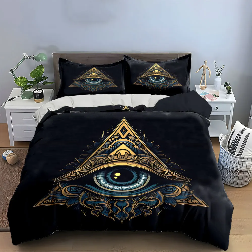 Mystic Eye Dekoratives Bettwäsche-Set mit 1 Bettbezug, 2 Kissenbezügen, Einzelbett, Doppelbett, King-Size-Bett, Queen-Size-Bett, Geschenk