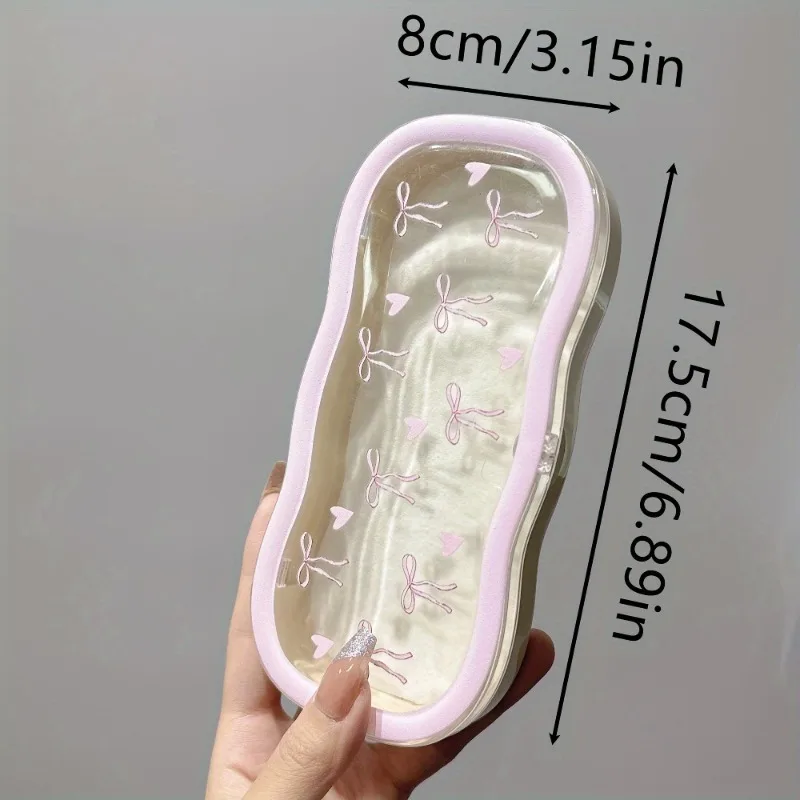 1Pc Magnetic Glasses Case with Heart-Shaped Bow Design - Clear Portable Storage Box for Men and Women - Ideal Gift Cute Glasses