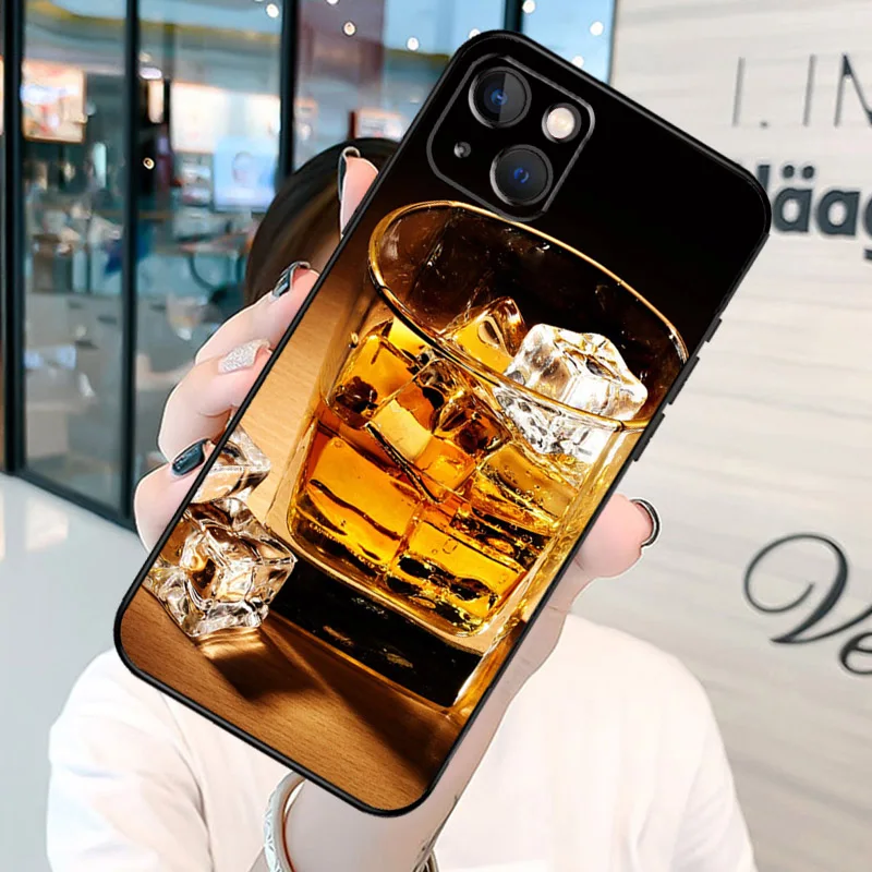 Cigar Whiskey Ice Drink Phone Case on For iPhone 13 12 11 14 15 16 Pro Max Plus XR X XS MAX Soft Back Cover