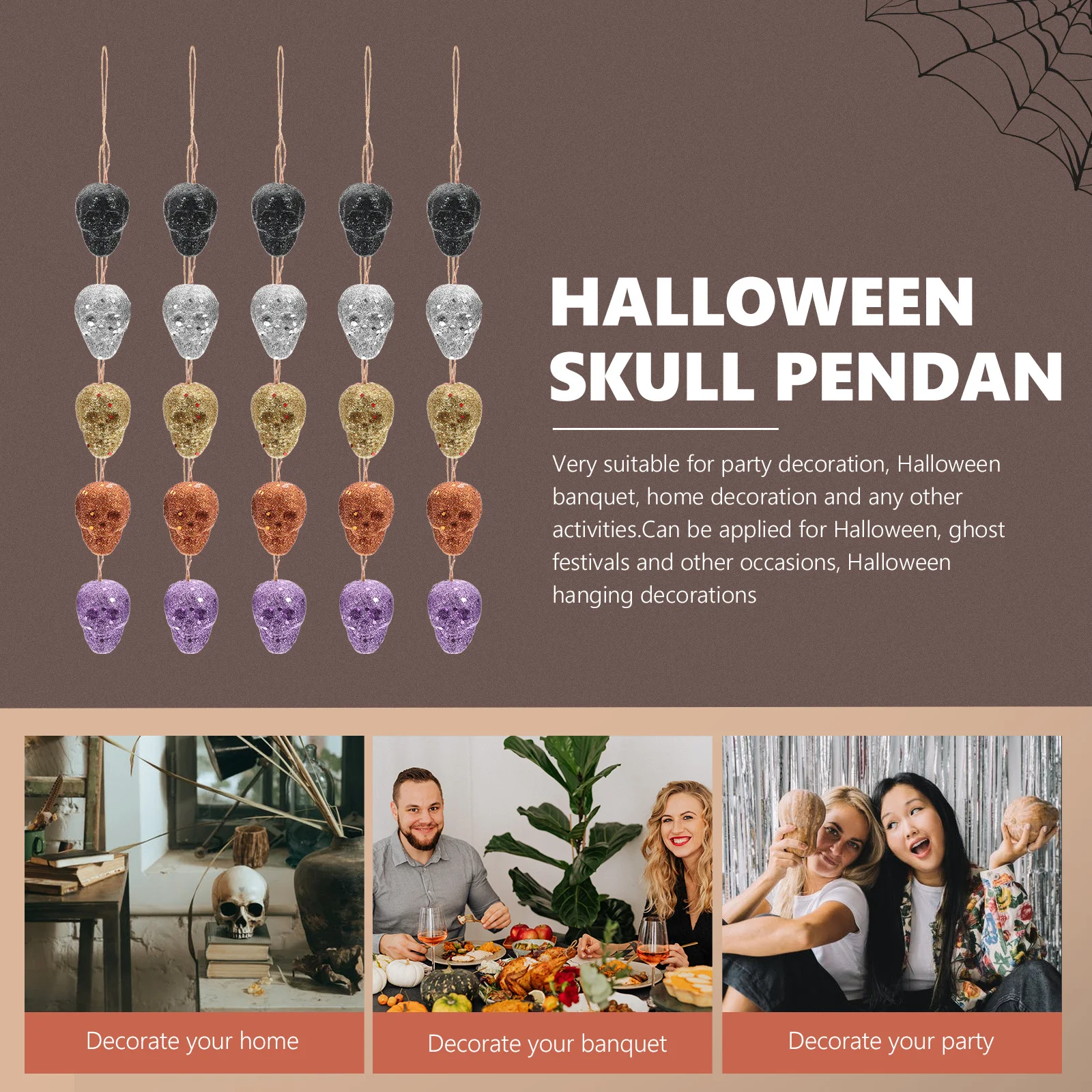 

25Pcs Foam Skull Pendant Halloween Hanging Decor Miniature Heads Spooky Home Party Festival Decoration Accessories