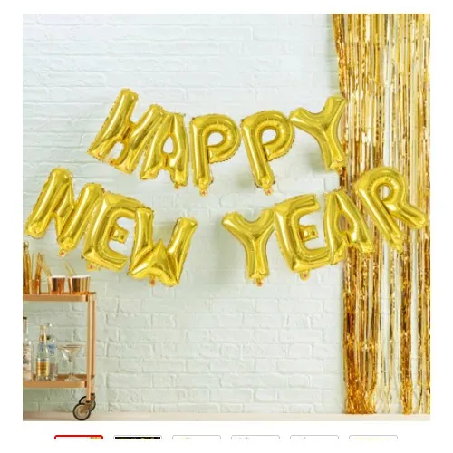 Happyland Christmas Happy New Year Gold Foil Balloon + Pump