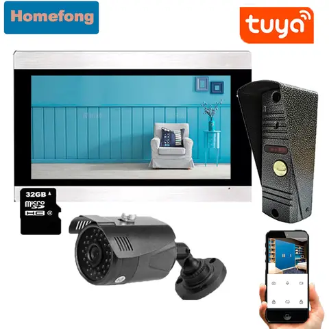 Homefong 7 인치 Tuya 스마트 1080P 비디오 인터콤 Wifi 비디오 도어 폰 초인종 카메라 홈 보안 모션 감지 기록