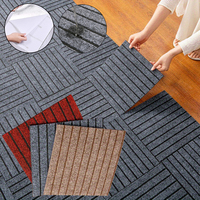 DIY 30x30cm Modern Stripes Bedroom Living Room Study Room Rug Carpet Office Can Be Spread Floor Mat Self-adhesive Anti Slip