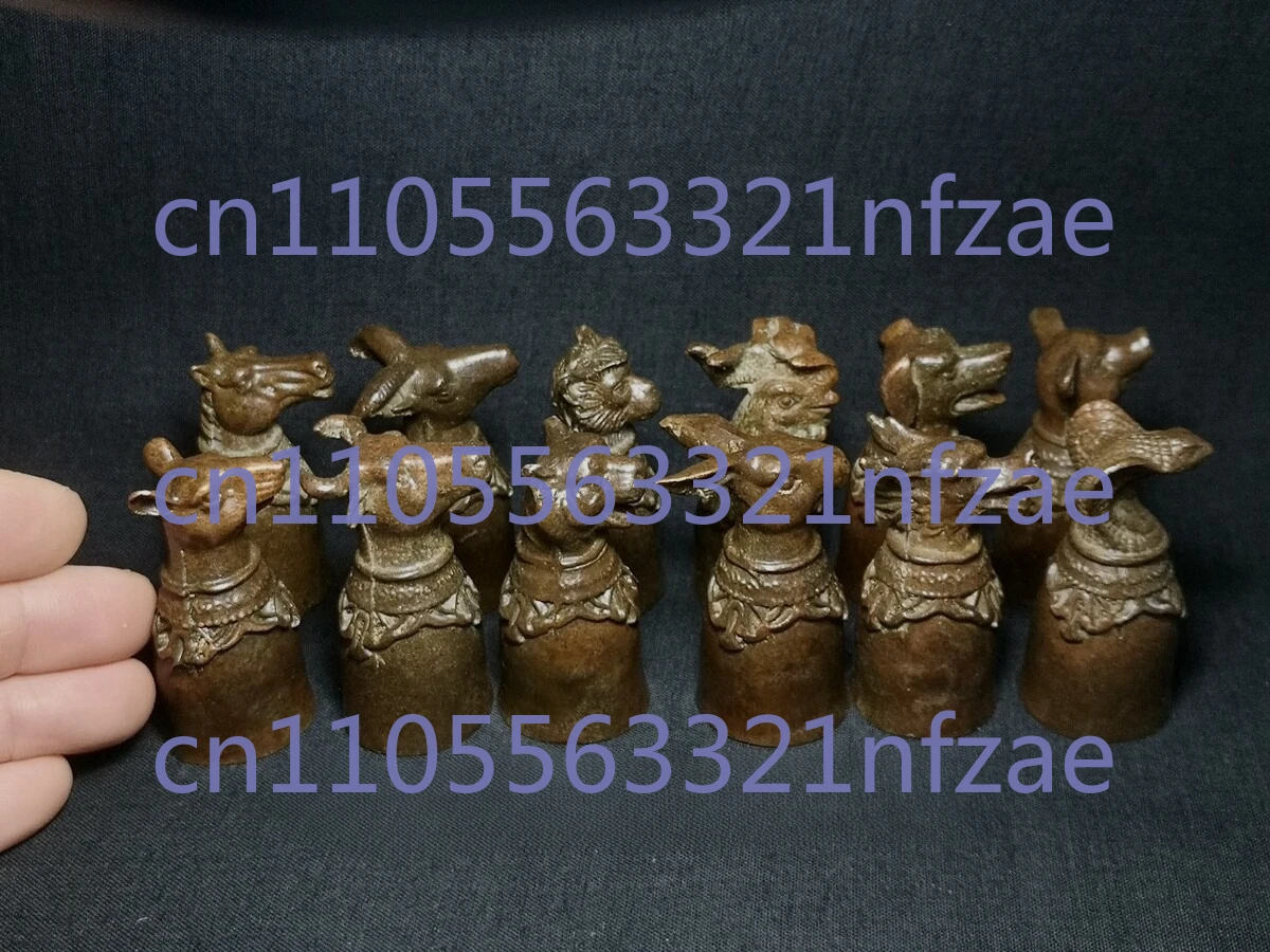 

12 pieces Chinese Carving Zodiac Animal Statue cup Collection gift