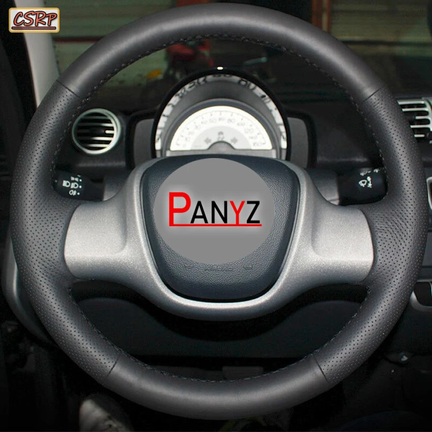 Coprivolante In Pelle Artificiale Pu Nera Coprivolante Per Auto Cucito A Mano Per Smart Fortwo