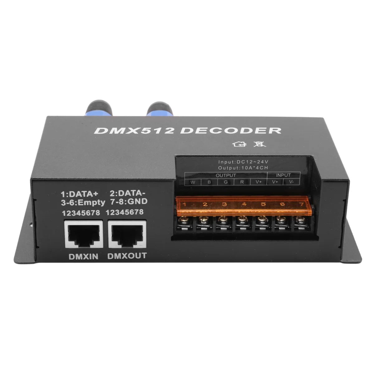 

4 Channel DMX Decoder RGBW PWM DMX512 Dimmer Driver RGBW LED Strip Light Controller Input 12V-24V DC