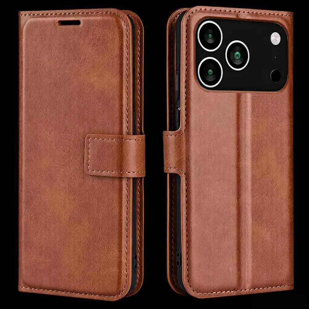 

Calf Grain Leather Cover Case For iphone 17 Pro Max 16e 16 7 8 Plus 15 14 13 12 mini 11 Air Phone Case Coque Magnetic Wallet Bag