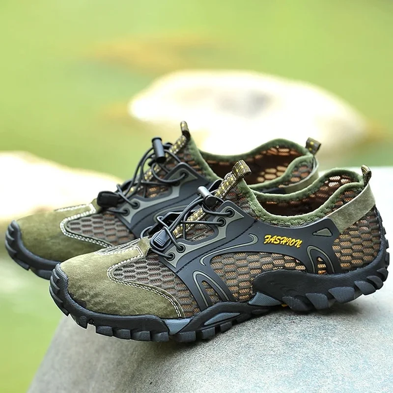 Chaussures de Randonnée Respirantes et Imperméables pour Homme, Baskets d'Extérieur en Maille de Daim, d'Escalade, de dehors, de Trekking à vaccage Rapide