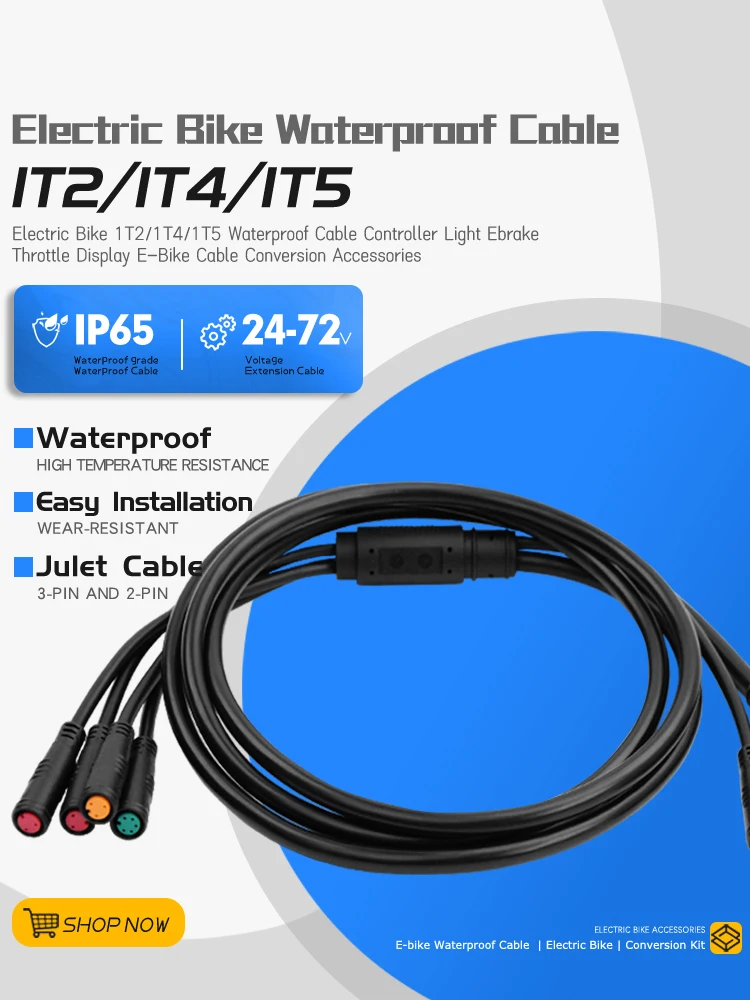 AliExpress IMEIQI Electric Bike 1T2/1T4/1T5 Waterproof Cable Controller Light Ebrake Throttle Display EBike Cable For Ebike Conversion Accessories