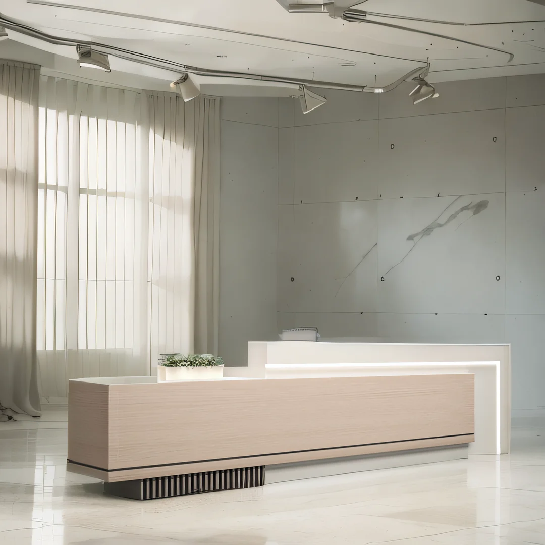 Reception Desk Modern Beauty Salon Furniture Counter Long Front Clothes Luxurious Office Table Empfangstheke Aesthetic Cosmetics