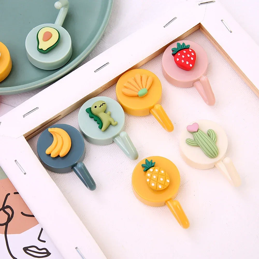 Cute Cartoon Hooks Home Accessories Self-adhesive Wall Hooks Strong Diamondless Bag Bathroom Door Kitchen Towels Hooks
