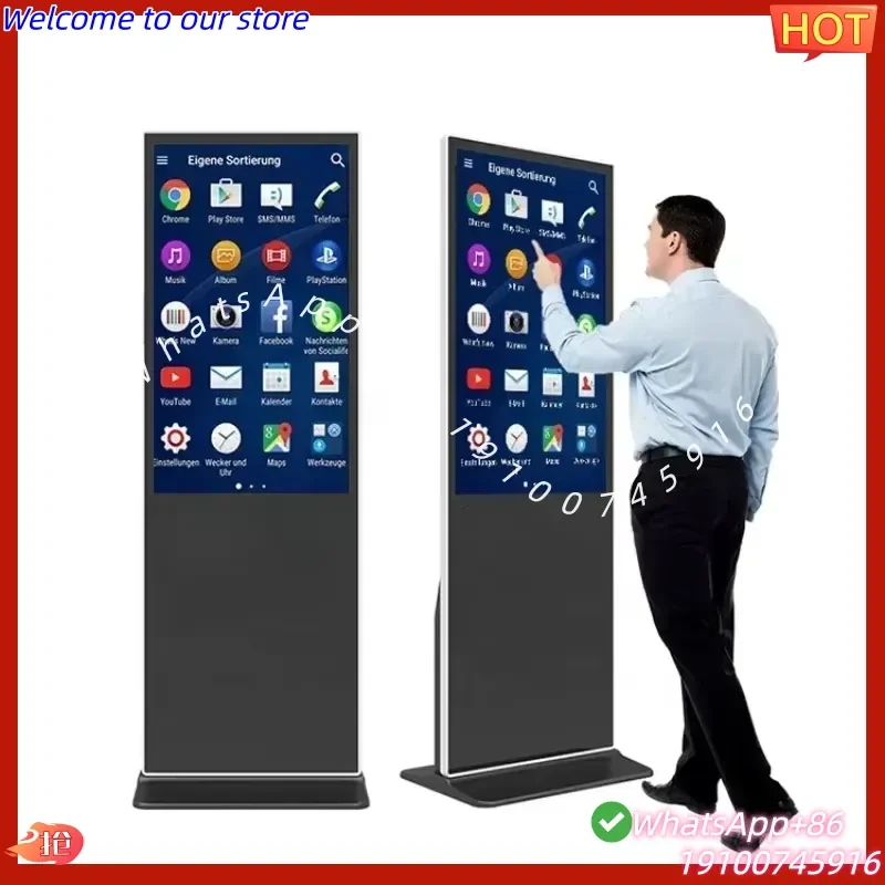 2026Hot 43 50 55 Inch Indoor Android 4K IR Touchscreen Floor Standing Advertising Display Digital Signage Kiosk With Video