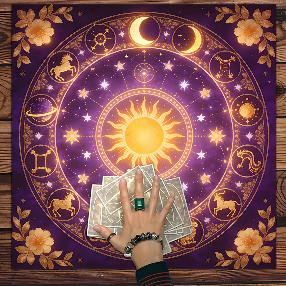 【Star Pattern】Tarot Tablecloth, Divination Witchy Home Tablecloth, Reusable