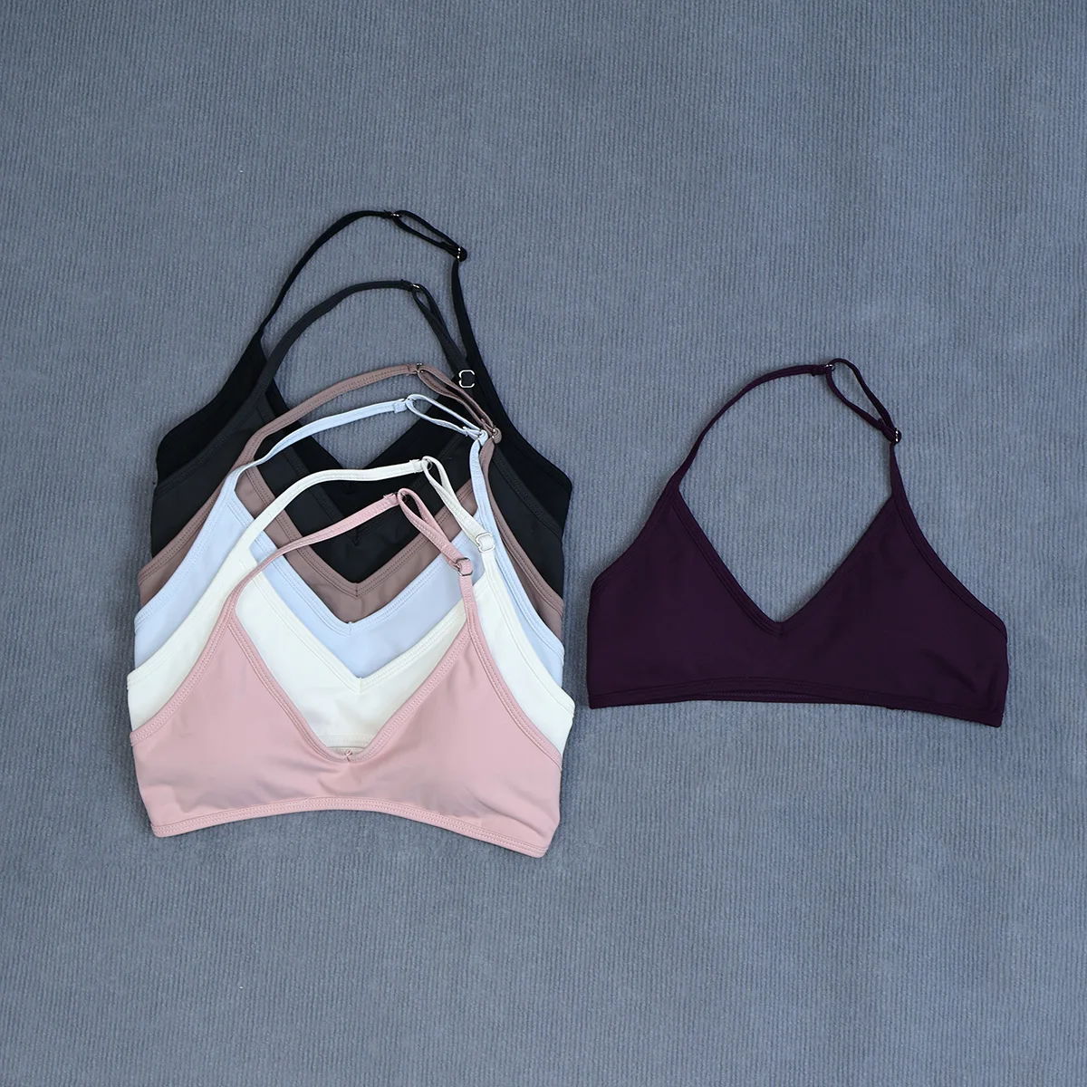 Damen-Sommer-Sport-Yoga-BH mit Neckholder-Ausschnitt, gepolstert, stoßdämpfend, rückenfrei, Crop-Top für Outdoor-Laufen und Fitness – Detail 37