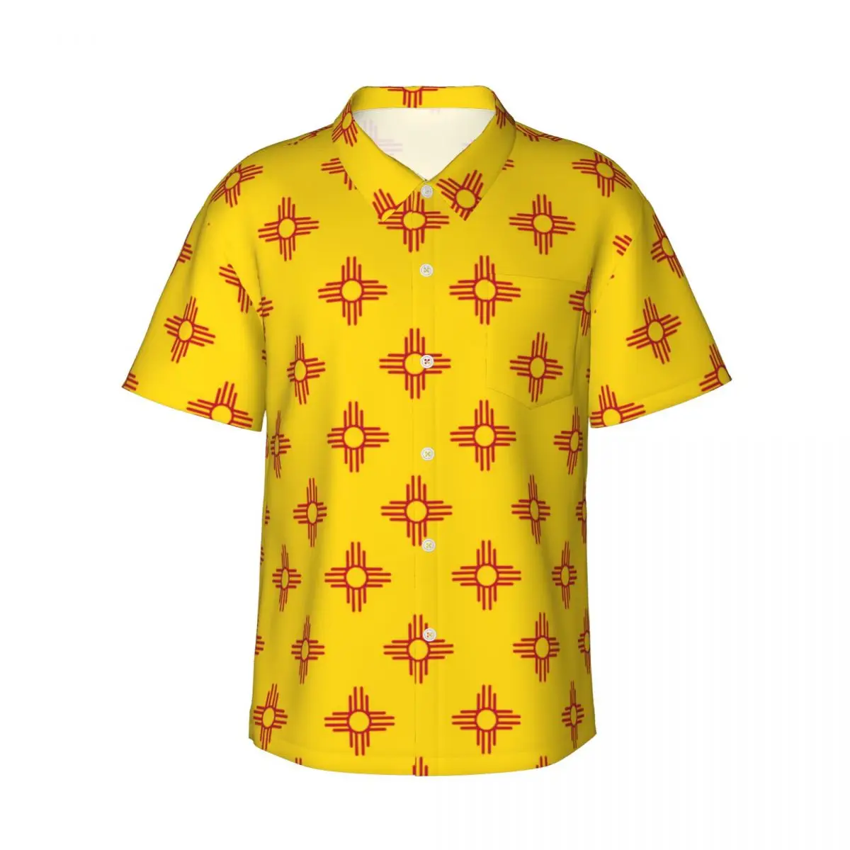 

Zia Sun Symbol Beach Shirt New Mexico State Flag Red Summer Casual Shirts Men Novelty Blouses Short Sleeve Stylish Design Tops