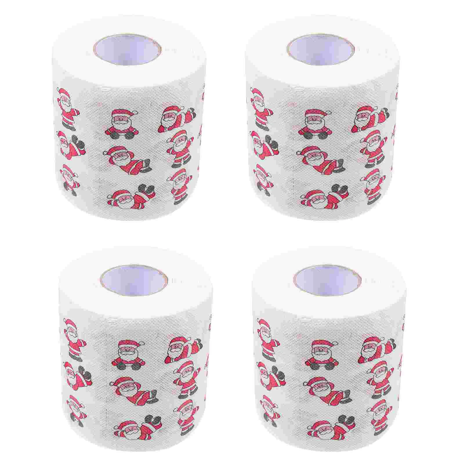 4 Rolls Wipe Face Christmas Toilet Shopping Tissue Paper Tissues Fake Napkin Themed