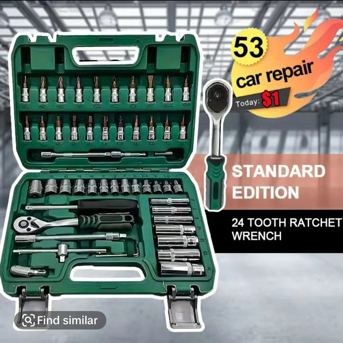 

Набор инструментов из 53 предметов, покрывающий все ремонты автомобилей и нуждаются в своими руками