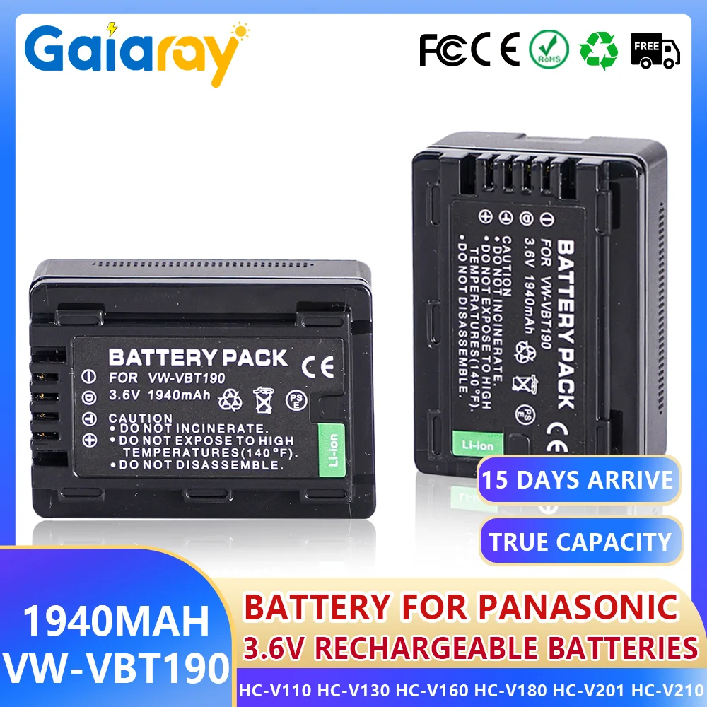 

VW-VBT190 VBT190 VW-VBY100 Аккумулятор для камеры Panasonic HC-V110 V130 V160 V180 V210 V230 V250 V260 V385 V510 V520 V530 V550 V710