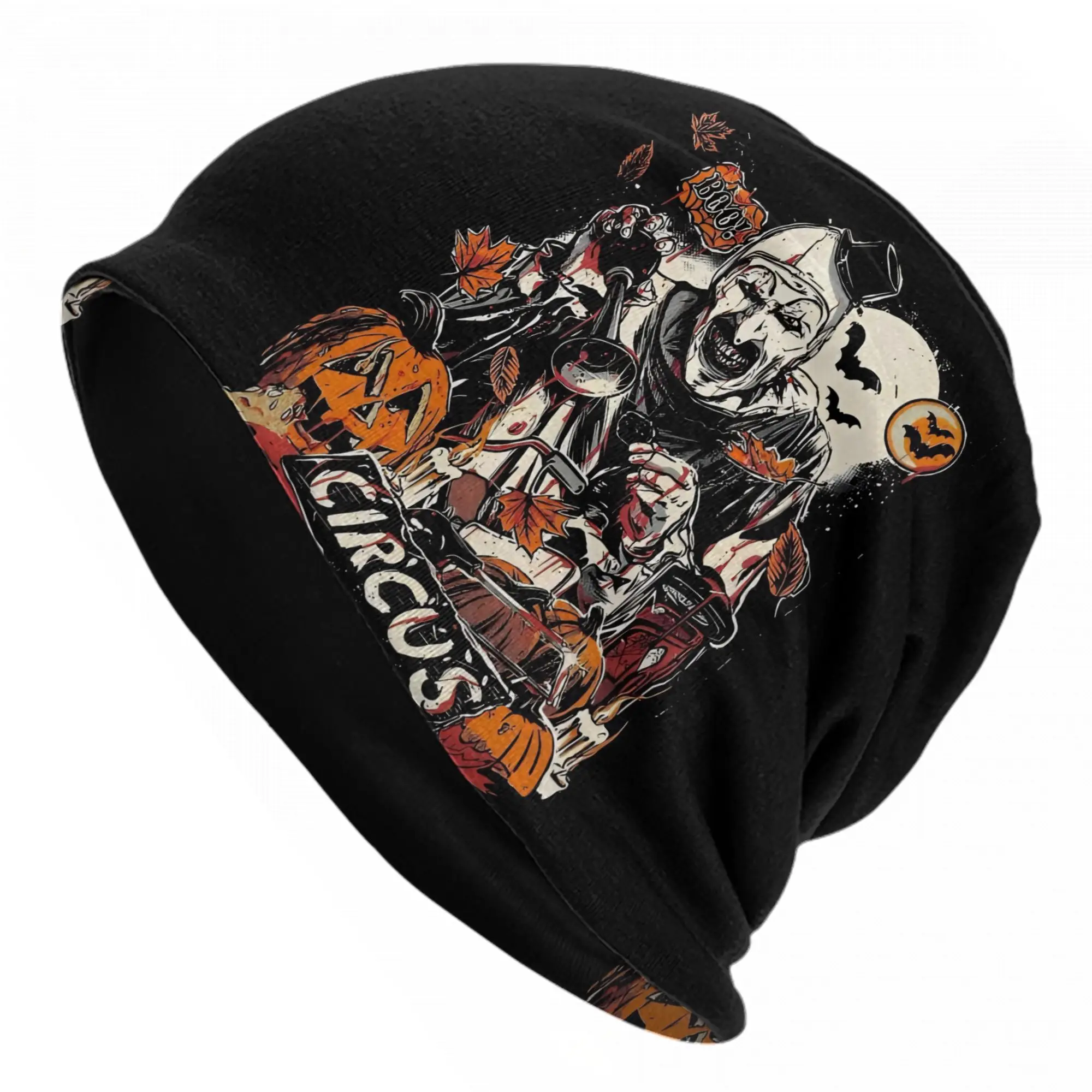 Terrifier Halloween Pumpkin Bat Bonnet Hats Vintage Outdoor Horror Movie Skullies Beanies Hats Unisex Warm Dual-use Caps