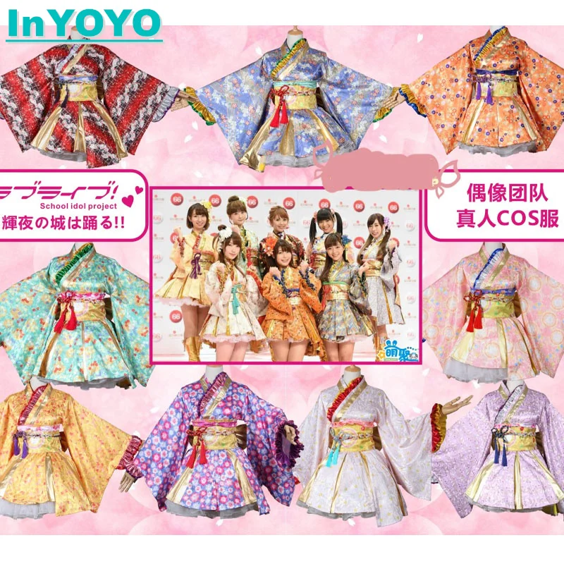 InYOYO Love Live μs All Members Kimono Japanese Style Floral Yukata Haori Idol SJ Dress For Women Party Lovelive Cosplay Costume