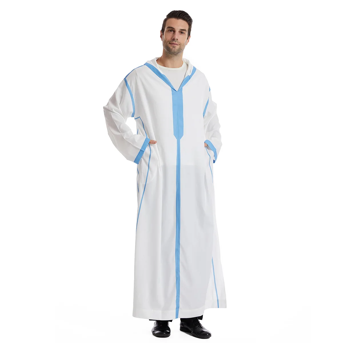 Muslimischen Jubba Thobe Kleidung Männer Hoodie Ramadan Robe Kaftan Abaya Dubai Türkei Islamische Kleidung Männlich Casual Lose Robe