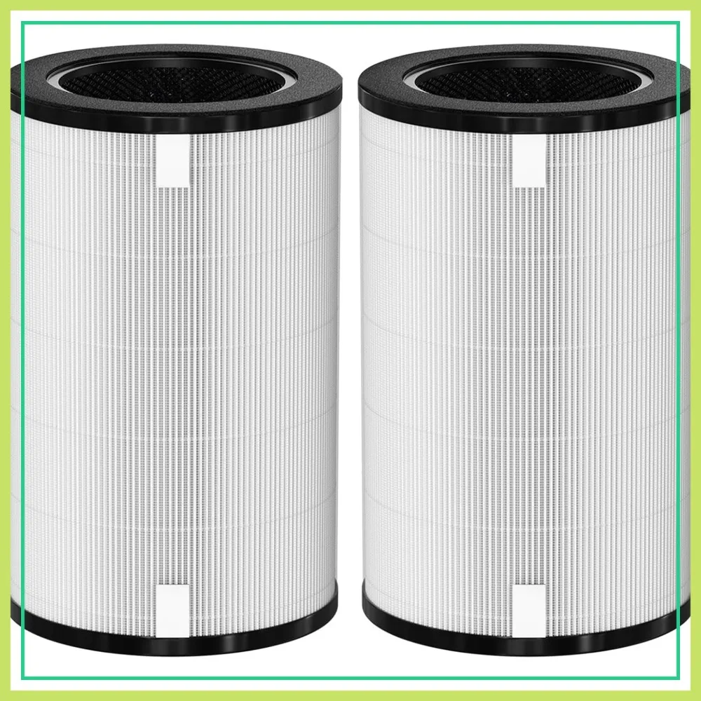 

True HEPA Replacement Filter 2-Pack for 5-in-1 Air Purifier, H13 HEPA & Activated Carbon, Remove 99.9% Particles, Easy Install