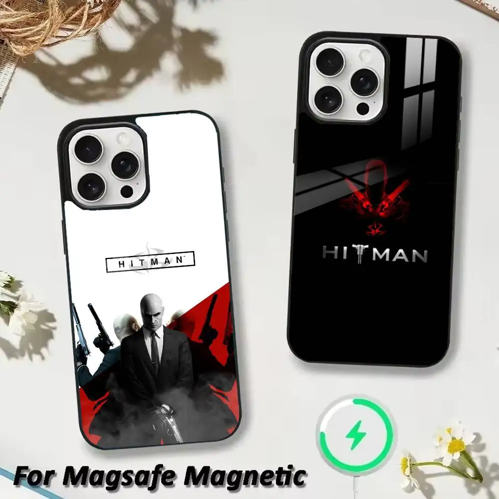 

Game H-Hitman Phone Case For iPhone 17 16 15 14 13 12 Pro Max Plus for Magsafe Mirror Wireless Magnetic Cover
