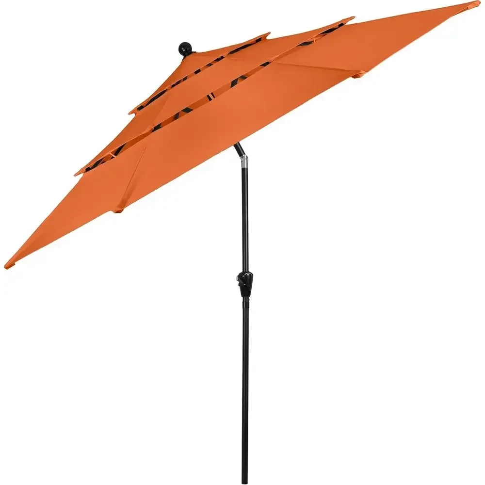 10 ft. 3-Tier Patio Umbrella with Push Button Tilt and Easy Crank for Outdoor Shade