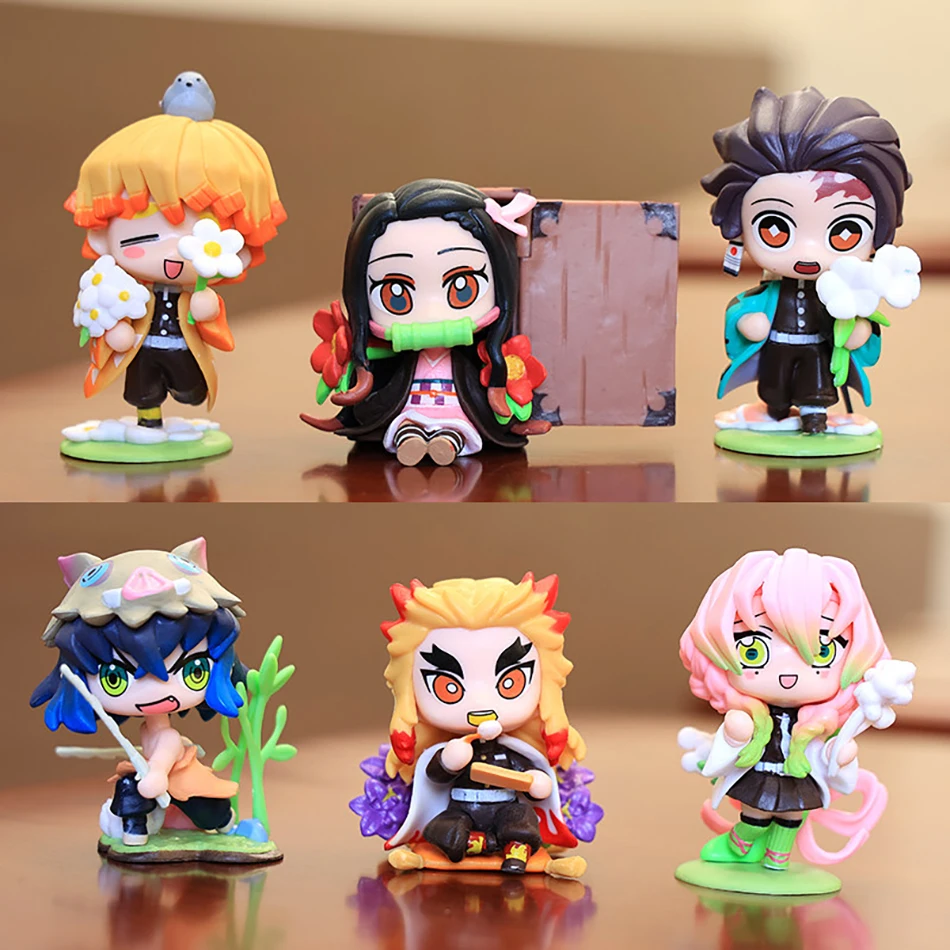 New Demon Slayer Tanjiro Kamado Nezuko Anime Cartoon Figure Creative Personalized Blind Box Statue Model Ornaments Surprise Gift