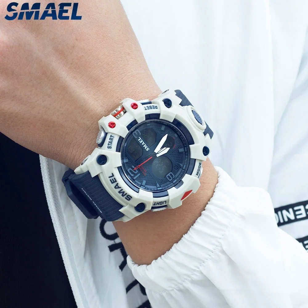 SMAEL 8008 Electronic Watch Outdoor Sports Alarm Clock Time Reporting Swimming Waterproof Electronic Watch